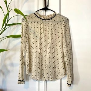 Sheer Polkadot High Neck Blouse